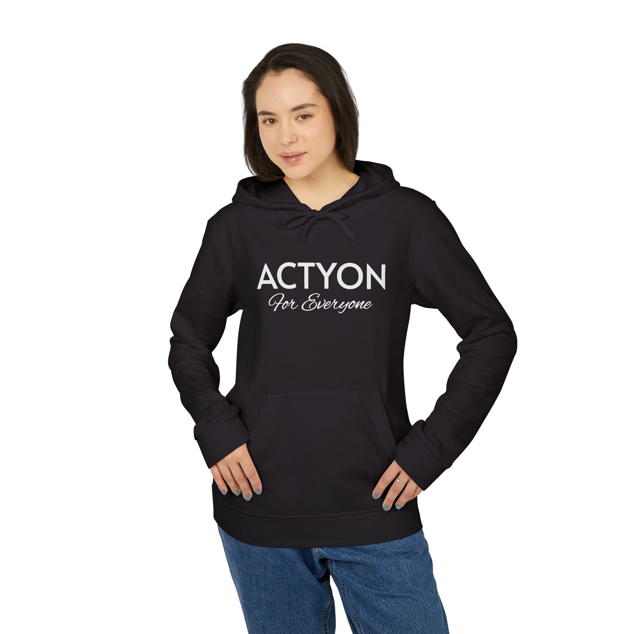 White Fleece Hoodie — Minimal Action Logo Pullover