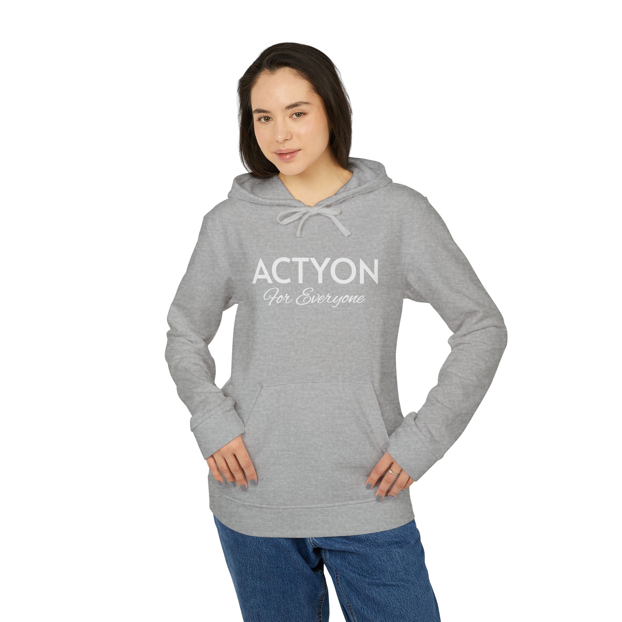 White Fleece Hoodie — Minimal Action Logo Pullover