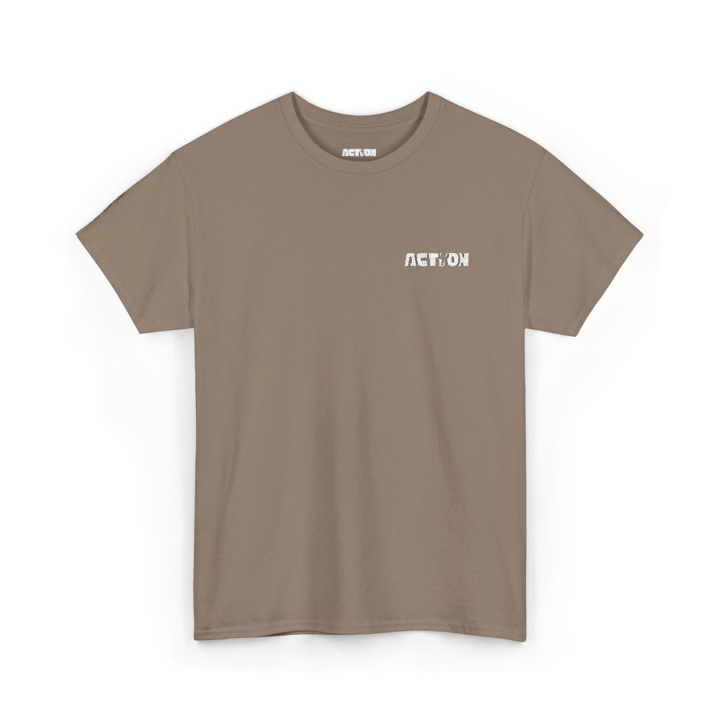Chest Logo T‑Shirt — Minimalist Pale Beige Tee with Small Graphic