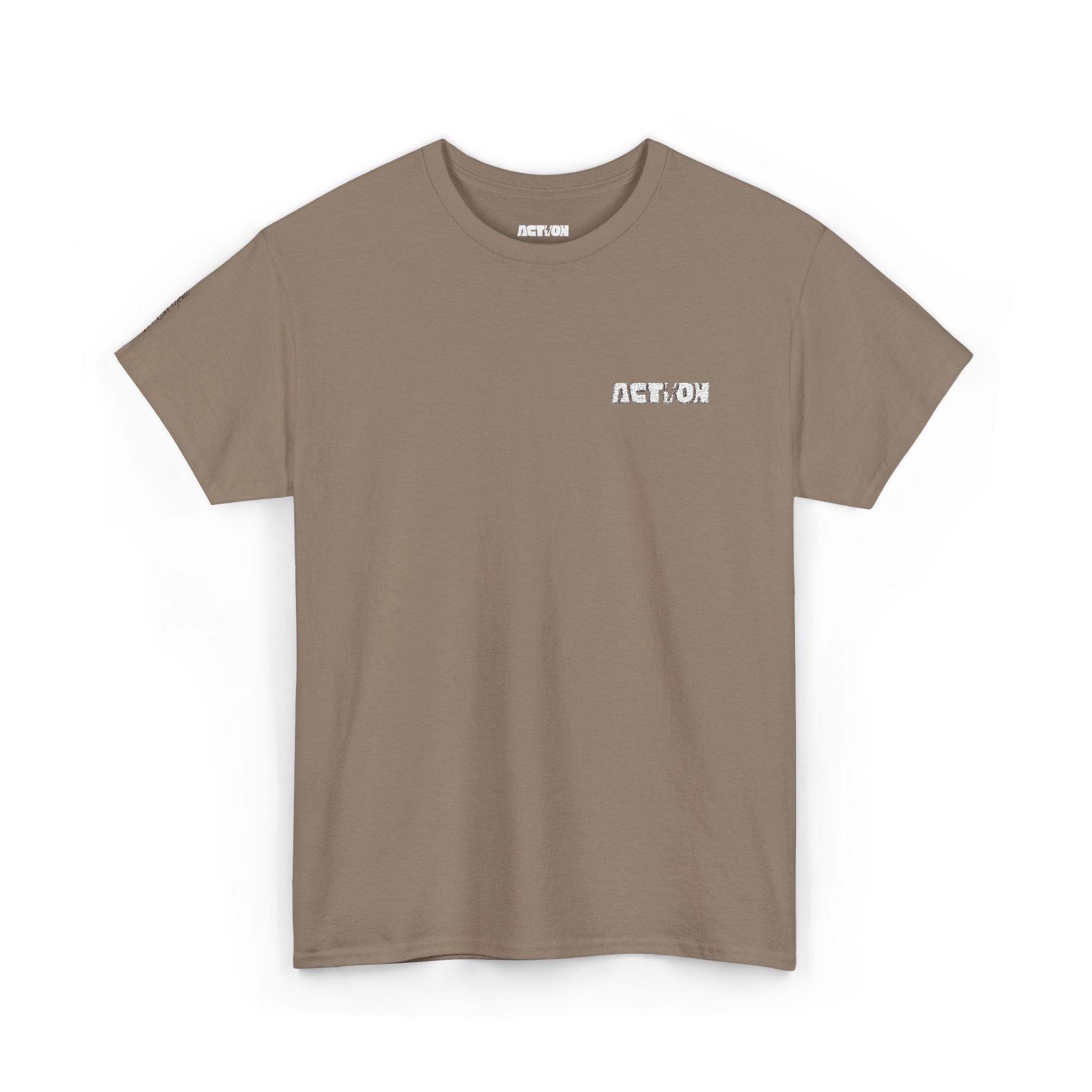 Chest Logo T‑Shirt — Minimalist Pale Beige Tee with Small Graphic