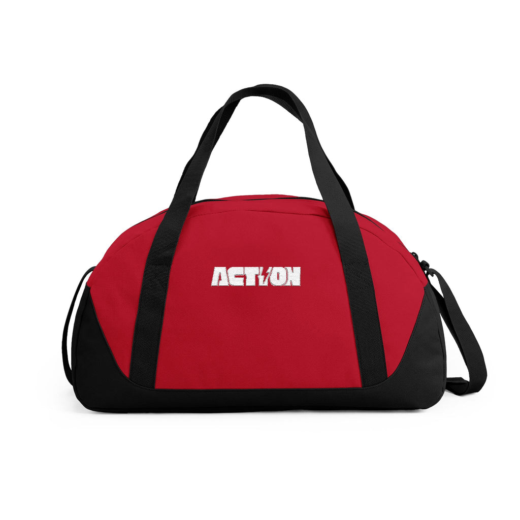 Action Logo Dome Duffel Bag — Black Gym & Travel Carryall