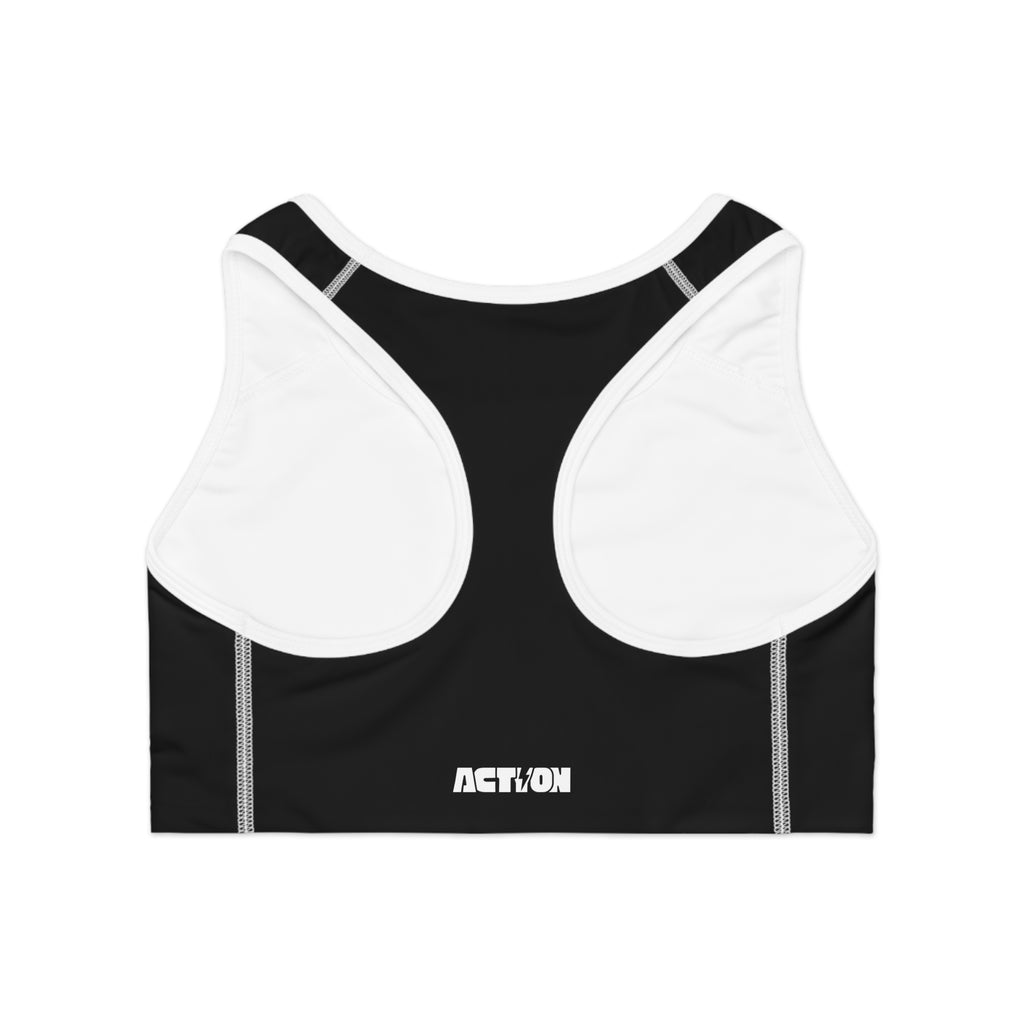 Action Black Sports Bra — Minimal Athletic Crop Top for Training & Gym