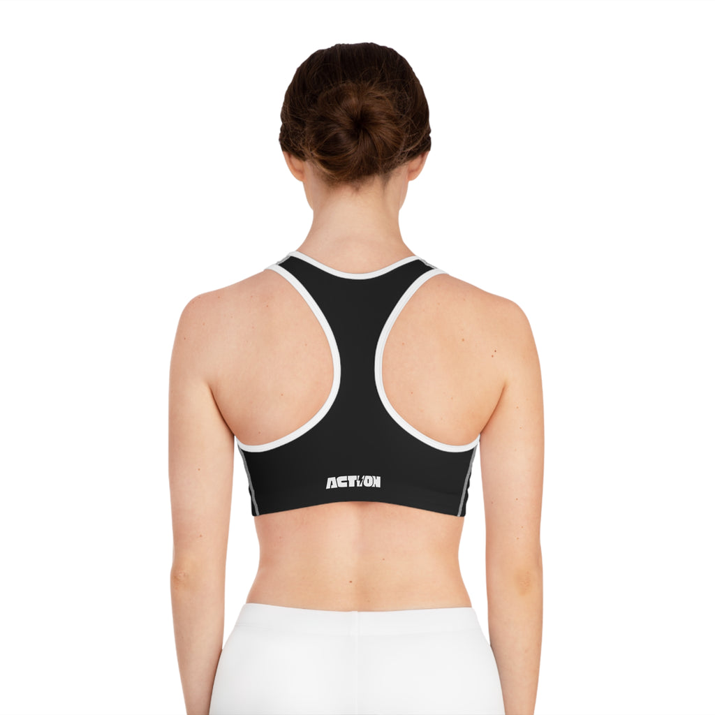 Action Black Sports Bra — Minimal Athletic Crop Top for Training & Gym
