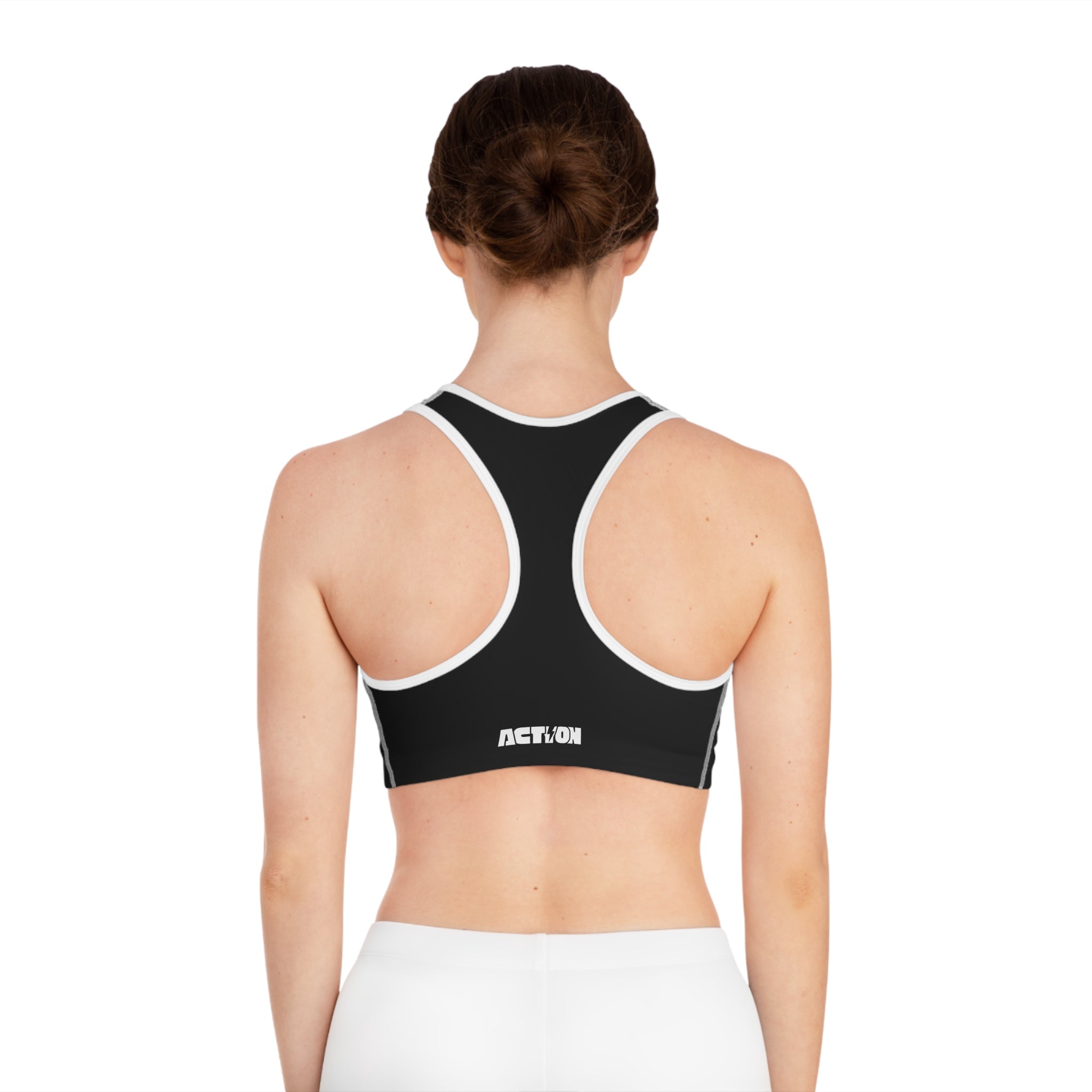 Action Black Sports Bra — Minimal Athletic Crop Top for Training & Gym