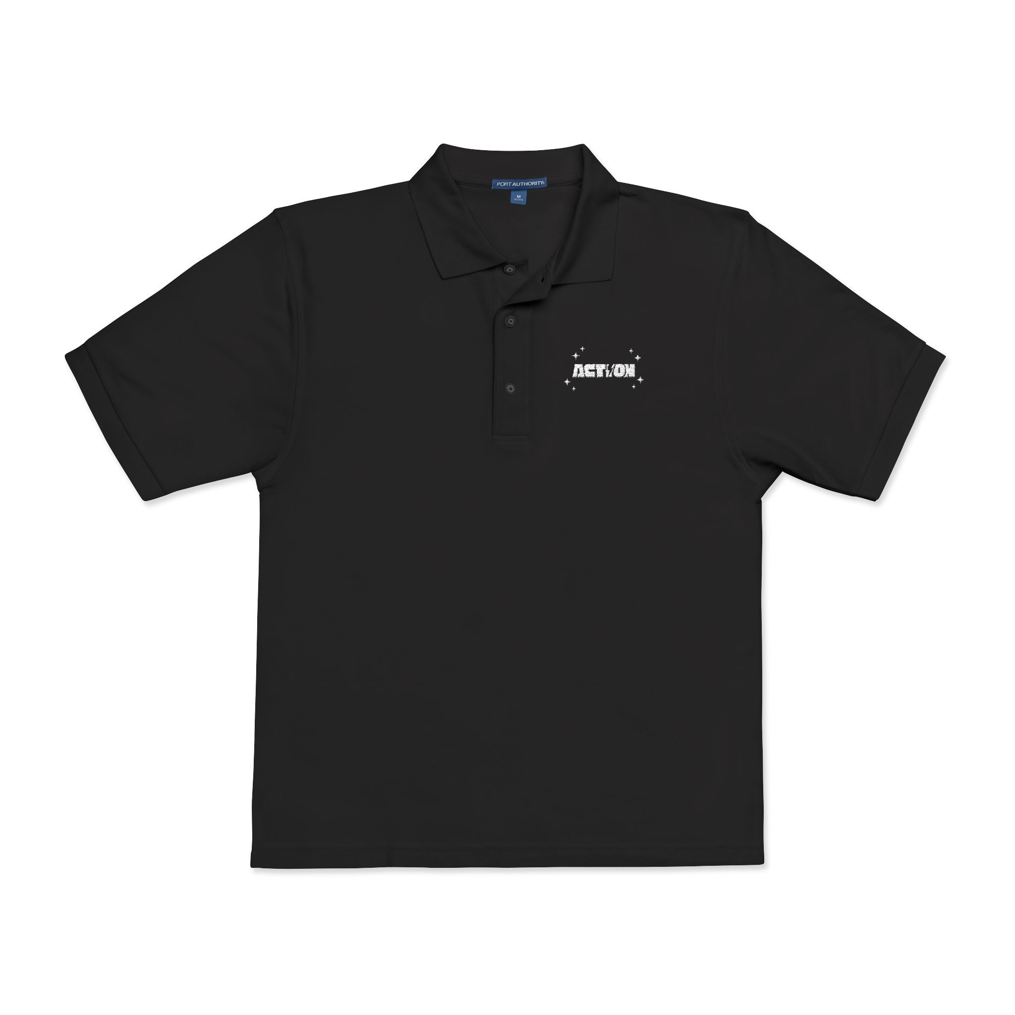 Embroidered 'Detras' Black Polo Shirt — Minimal Logo Workwear Polo