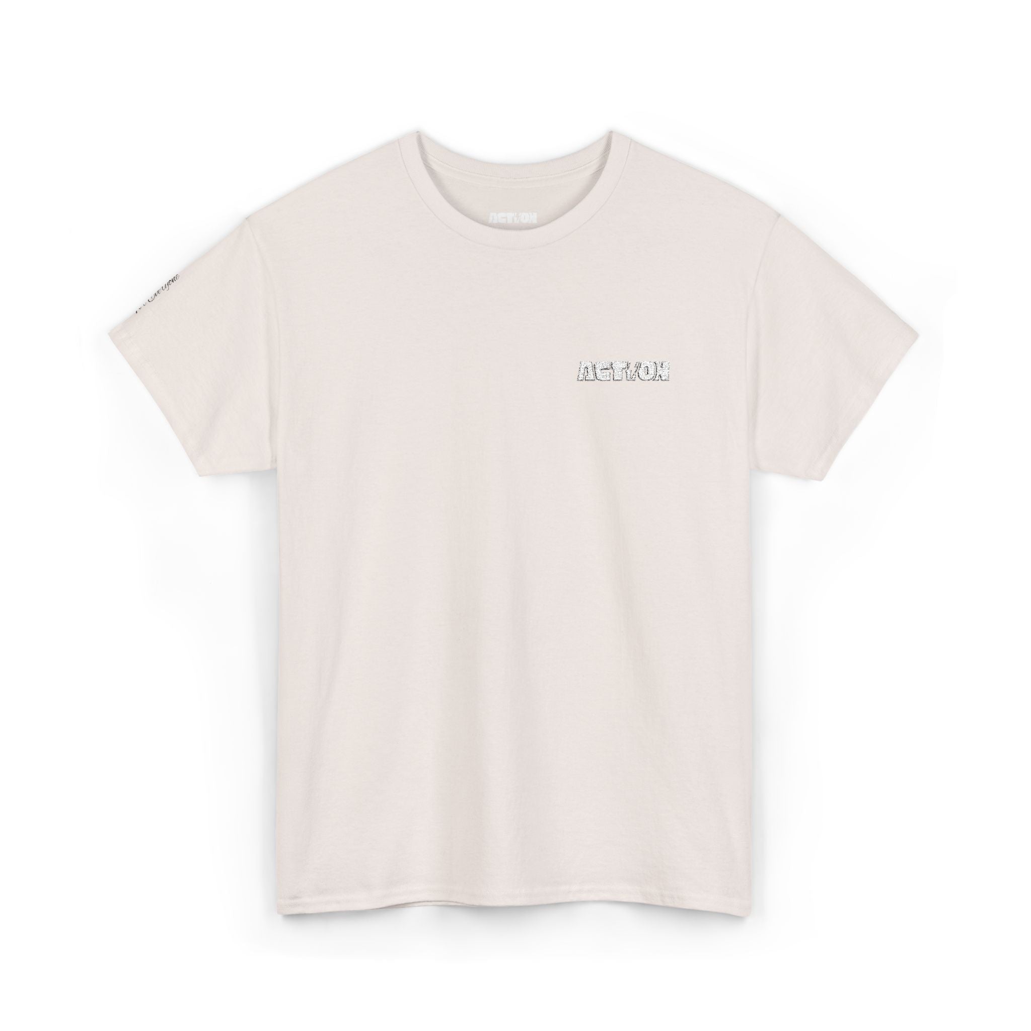 Chest Logo T‑Shirt — Minimalist Pale Beige Tee with Small Graphic