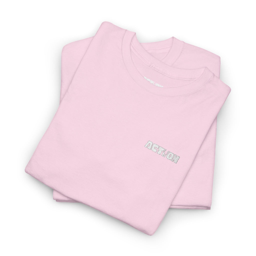 Chest Logo T‑Shirt — Minimalist Pale Beige Tee with Small Graphic