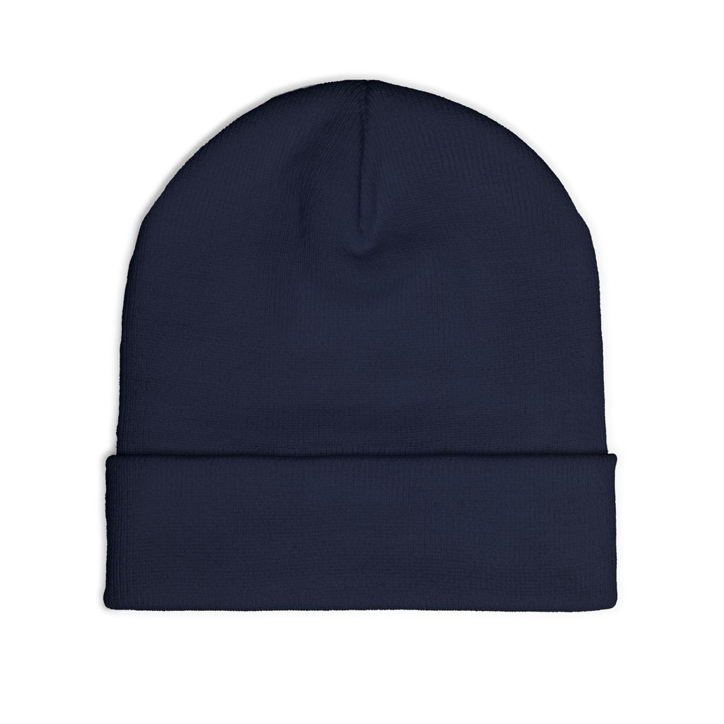 Action Embroidered Knit Beanie — Minimal Script Winter Hat