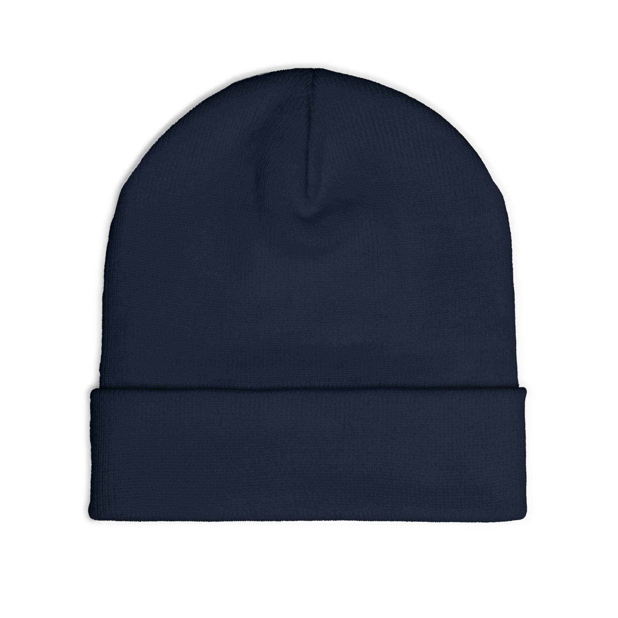 Action Embroidered Knit Beanie — Minimal Script Winter Hat