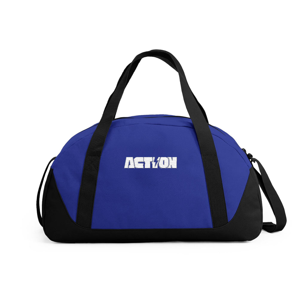 Action Logo Dome Duffel Bag — Black Gym & Travel Carryall