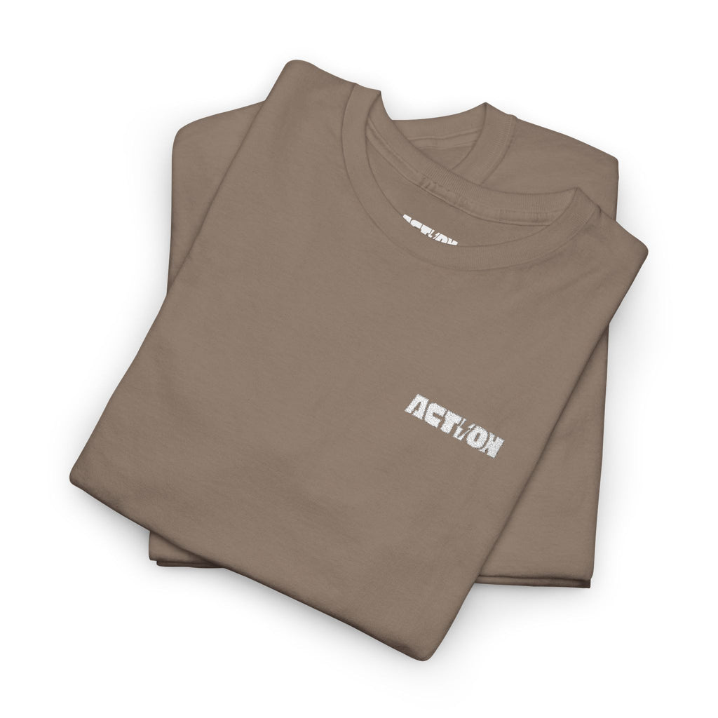 Chest Logo T‑Shirt — Minimalist Pale Beige Tee with Small Graphic
