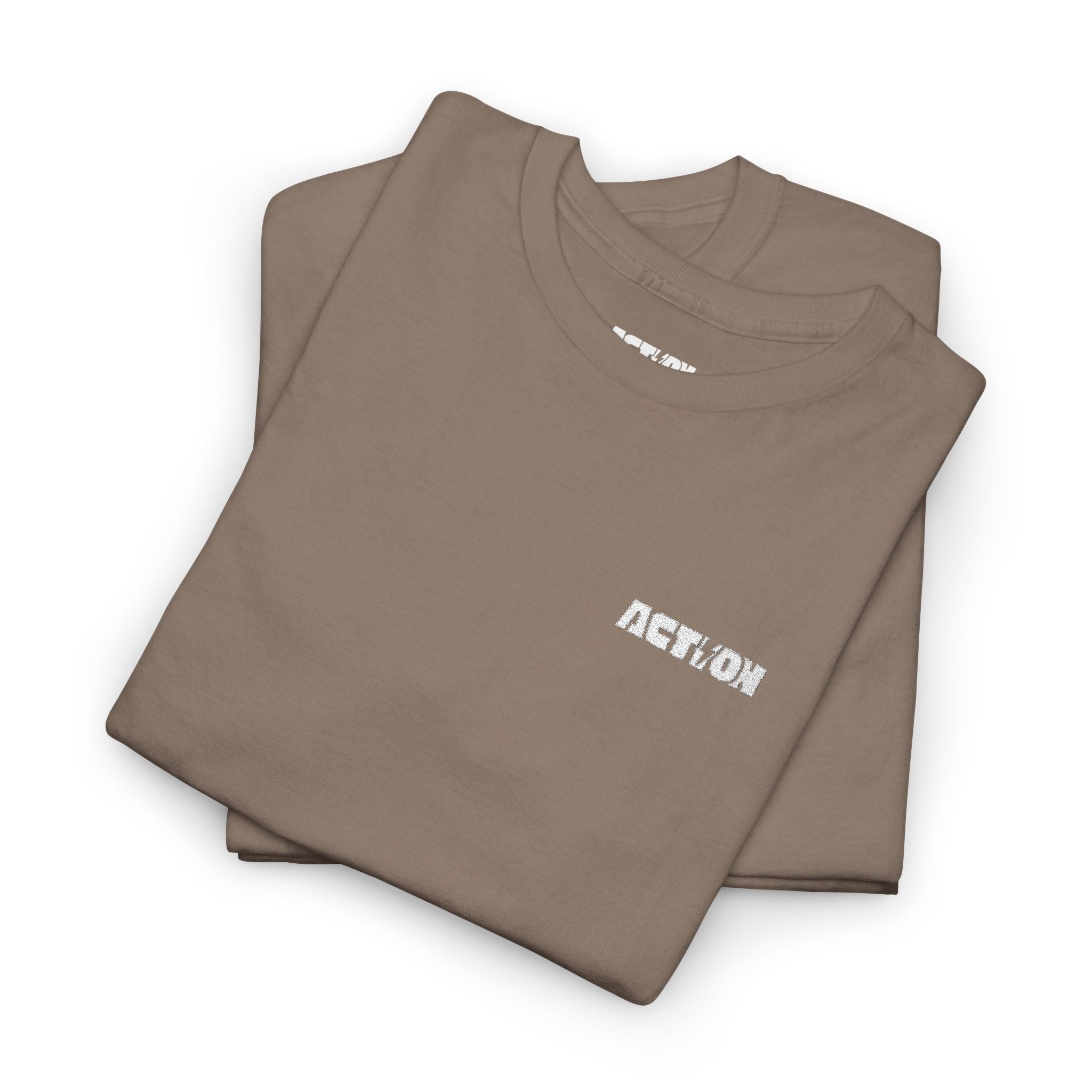 Chest Logo T‑Shirt — Minimalist Pale Beige Tee with Small Graphic