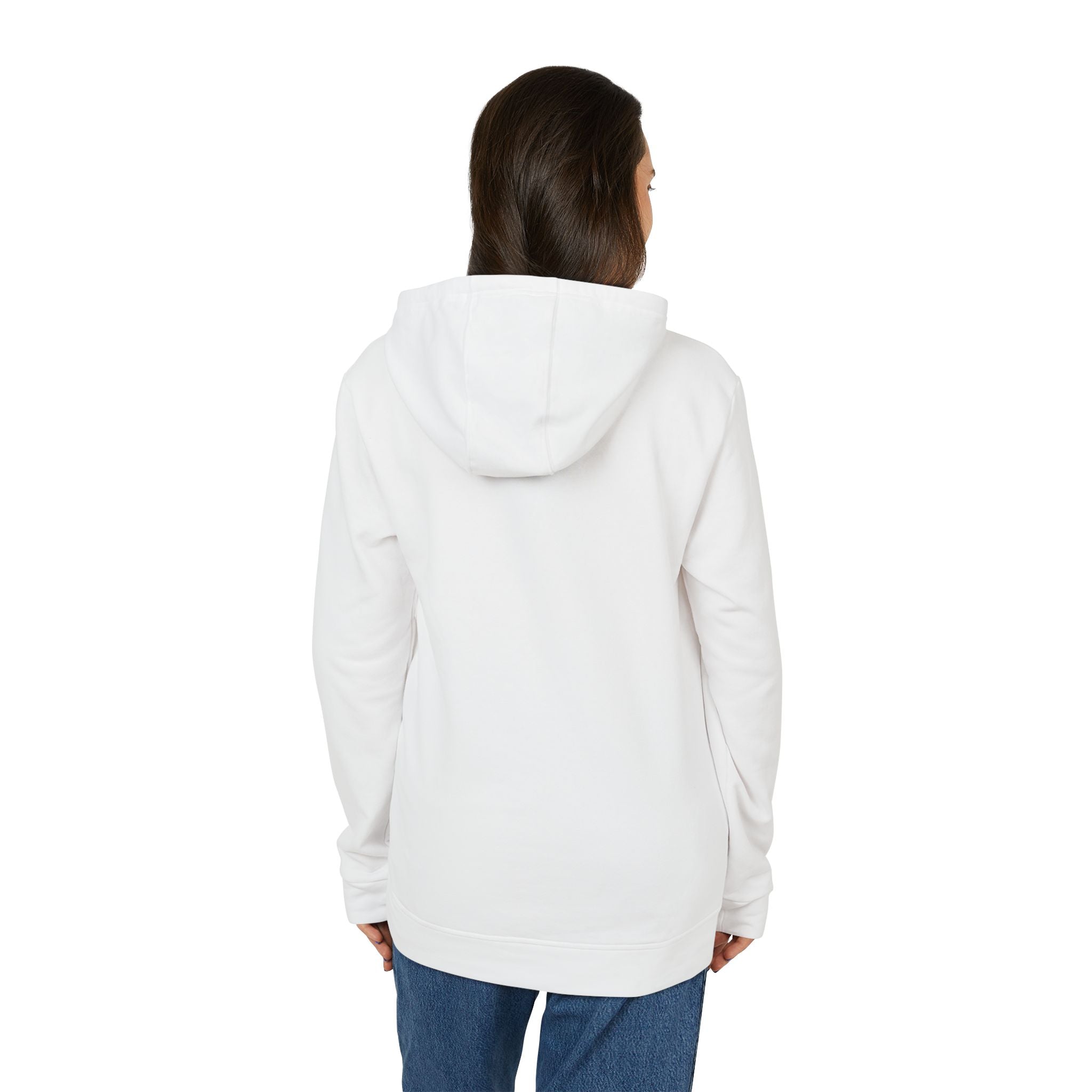 White Fleece Hoodie — Minimal Action Logo Pullover
