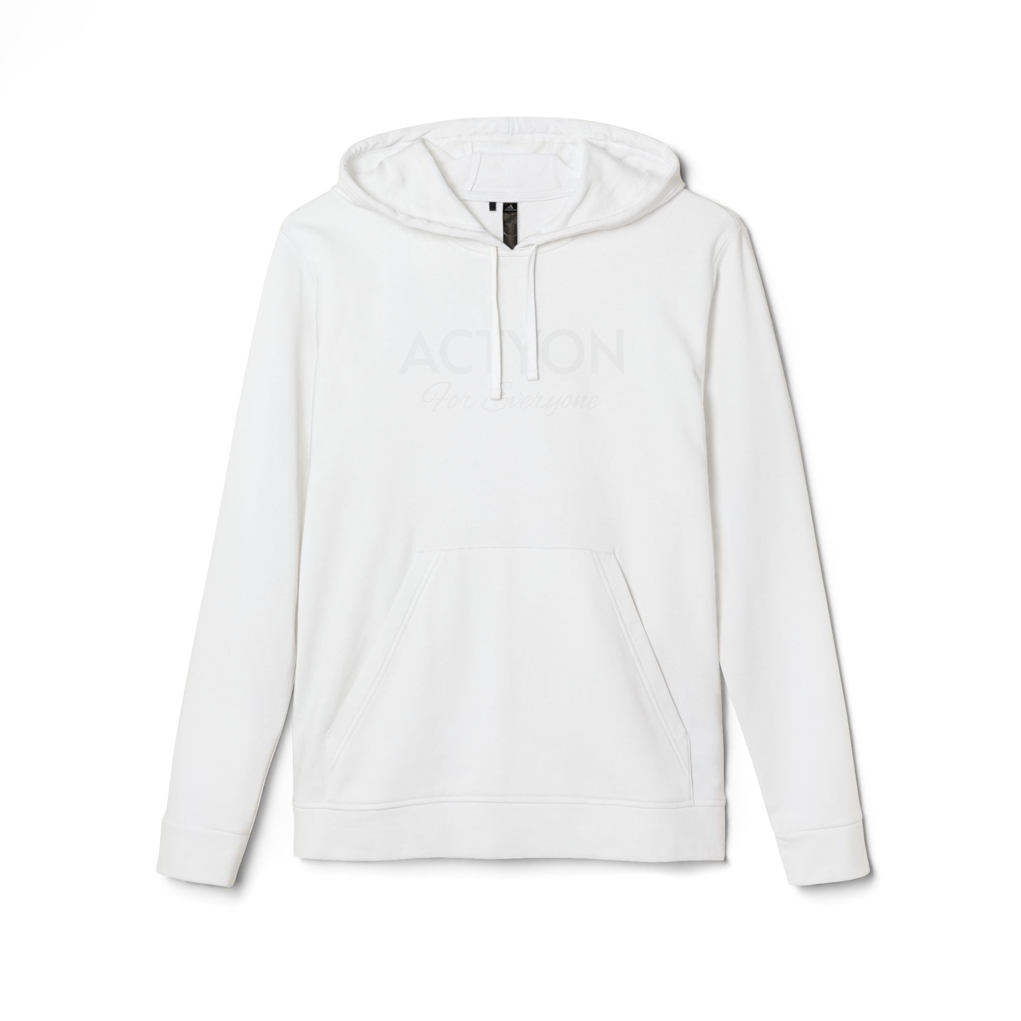 White Fleece Hoodie — Minimal Action Logo Pullover