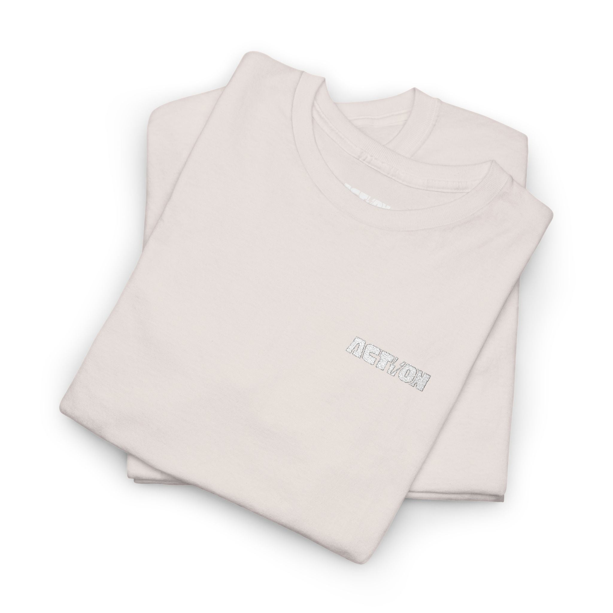 Chest Logo T‑Shirt — Minimalist Pale Beige Tee with Small Graphic
