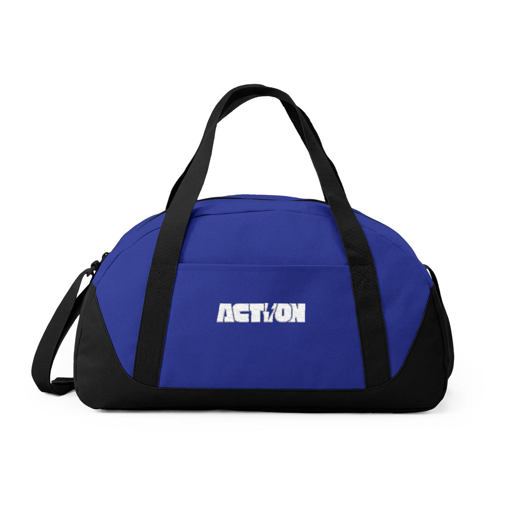 Action Logo Dome Duffel Bag — Black Gym & Travel Carryall