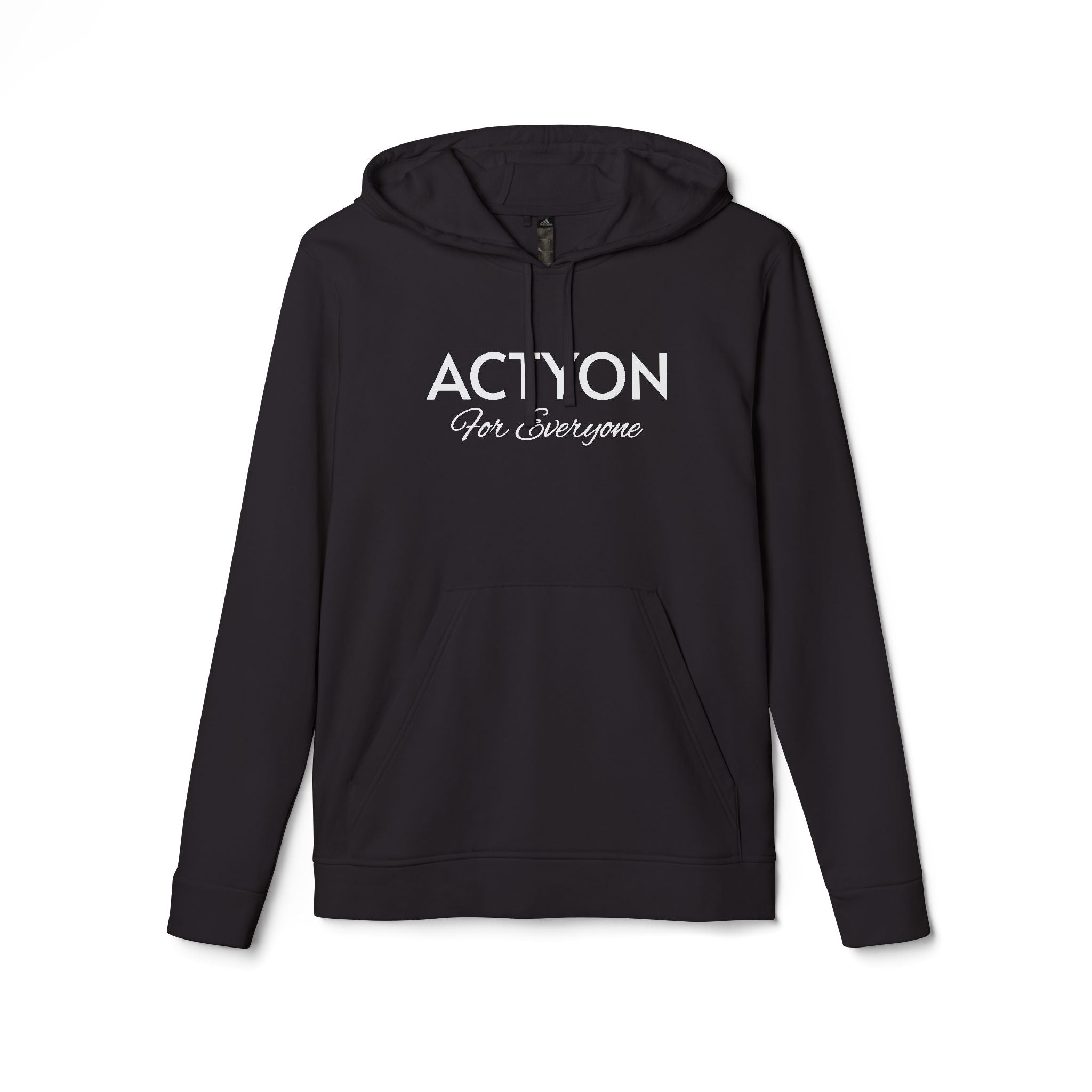 White Fleece Hoodie — Minimal Action Logo Pullover