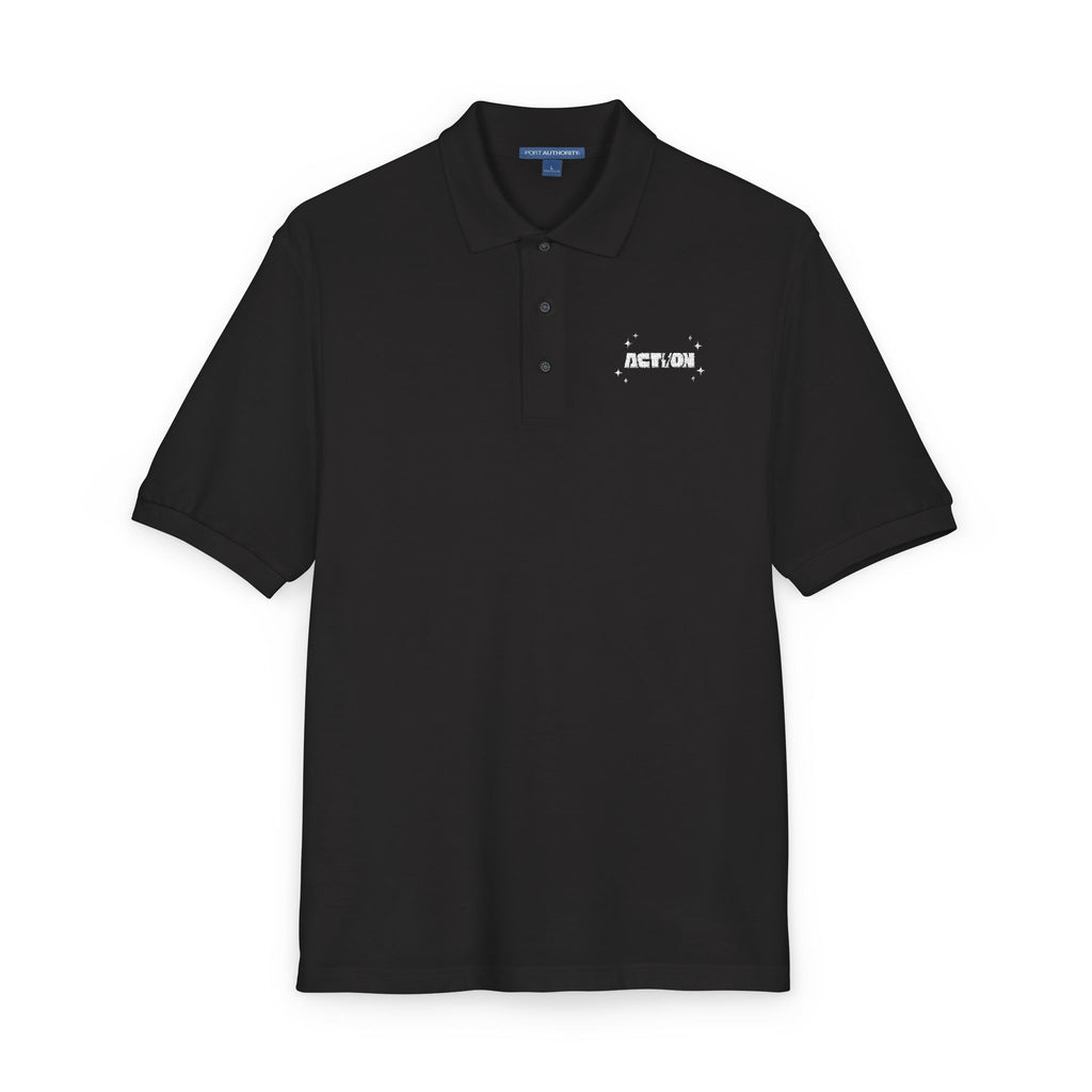Embroidered 'Detras' Black Polo Shirt — Minimal Logo Workwear Polo