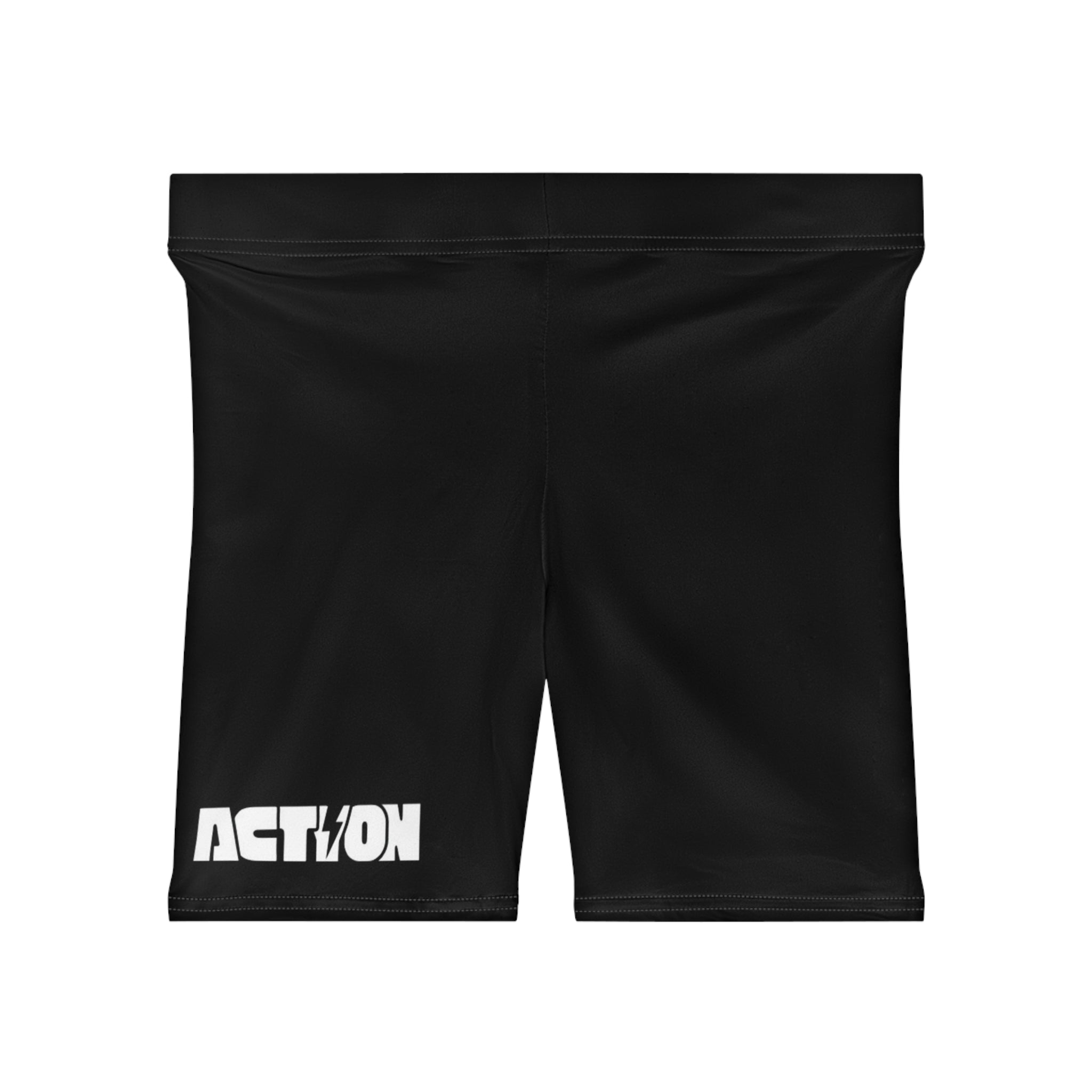 Action Logo Women's Biker Shorts — Black Athletic Cycling Shorts