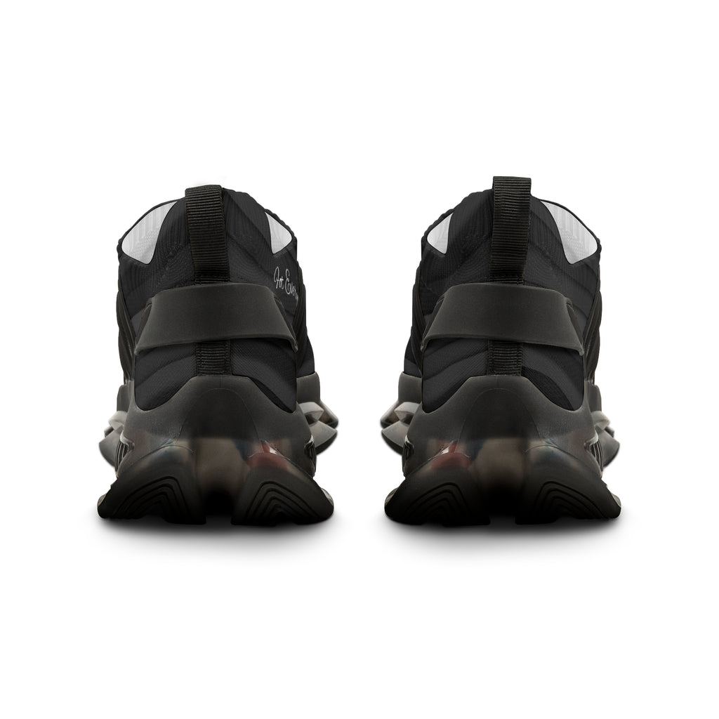 Men's Black Mesh Sneakers — Lightweight Athletic Running Shoes with Cushioned Speckled Sole