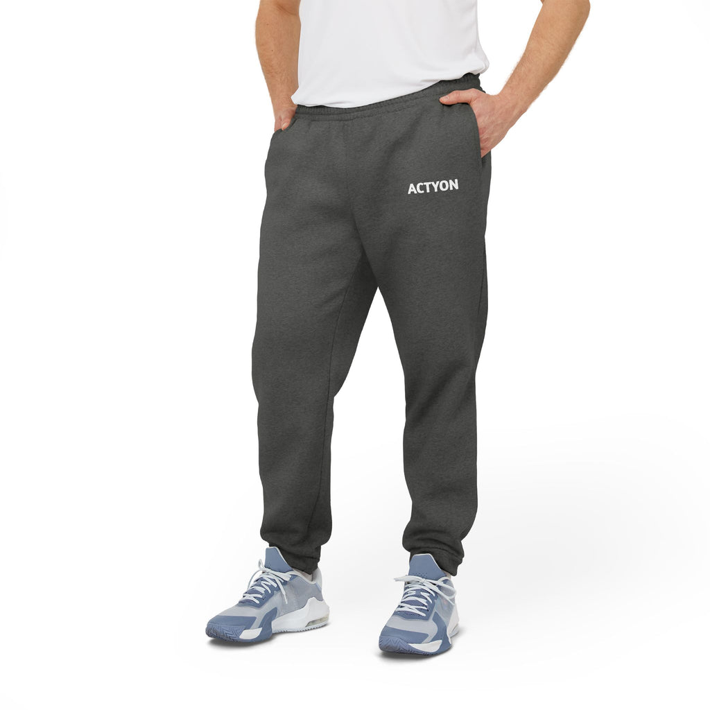 Adidas Fleece Joggers — ACTYON Logo Charcoal Sweatpants