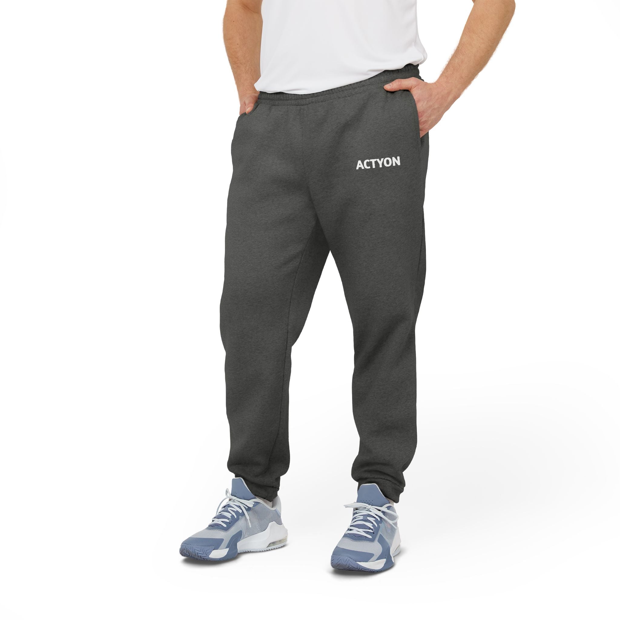 Adidas Fleece Joggers — ACTYON Logo Charcoal Sweatpants