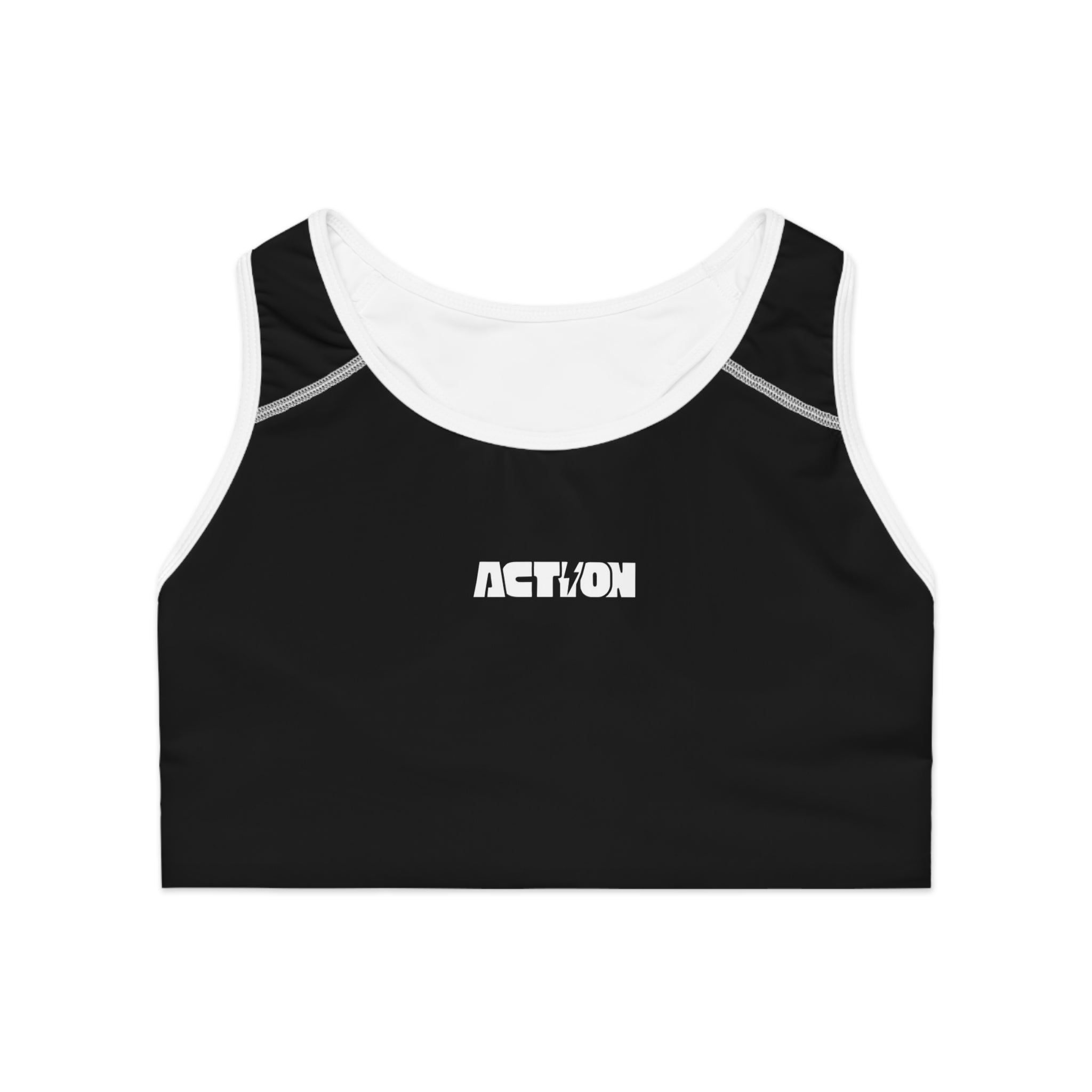 Action Black Sports Bra — Minimal Athletic Crop Top for Training & Gym