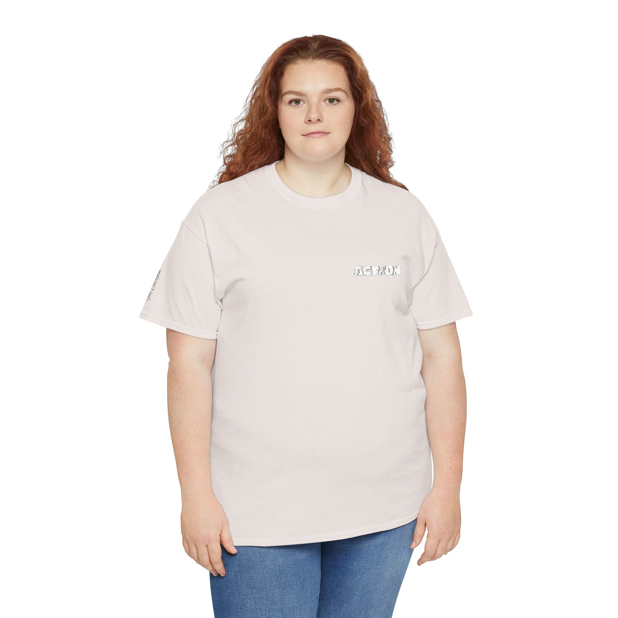 Chest Logo T‑Shirt — Minimalist Pale Beige Tee with Small Graphic