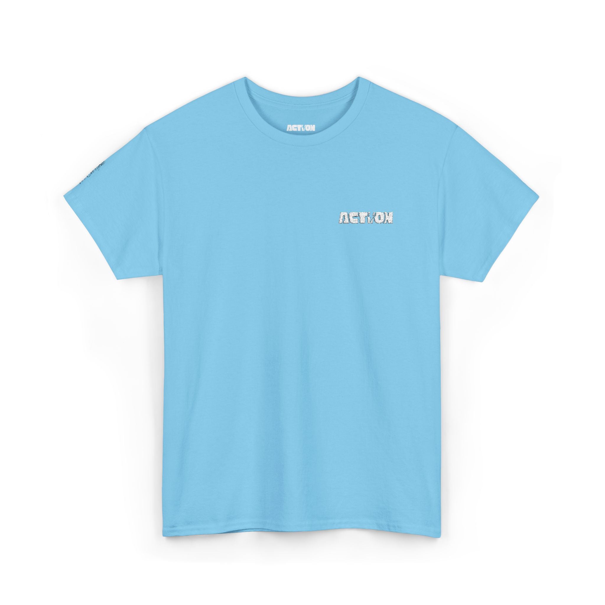 Chest Logo T‑Shirt — Minimalist Pale Beige Tee with Small Graphic