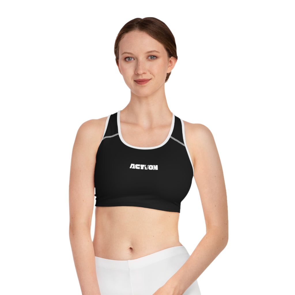Action Black Sports Bra — Minimal Athletic Crop Top for Training & Gym