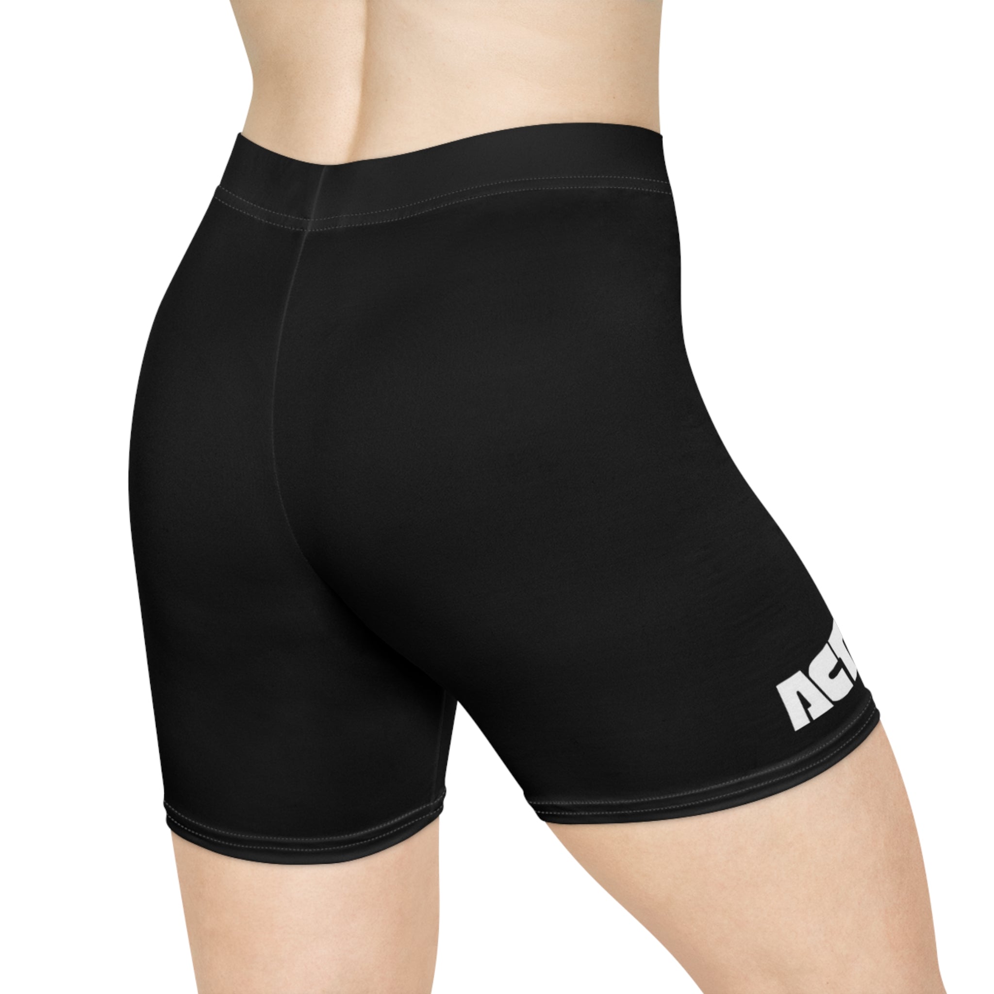 Action Logo Women's Biker Shorts — Black Athletic Cycling Shorts