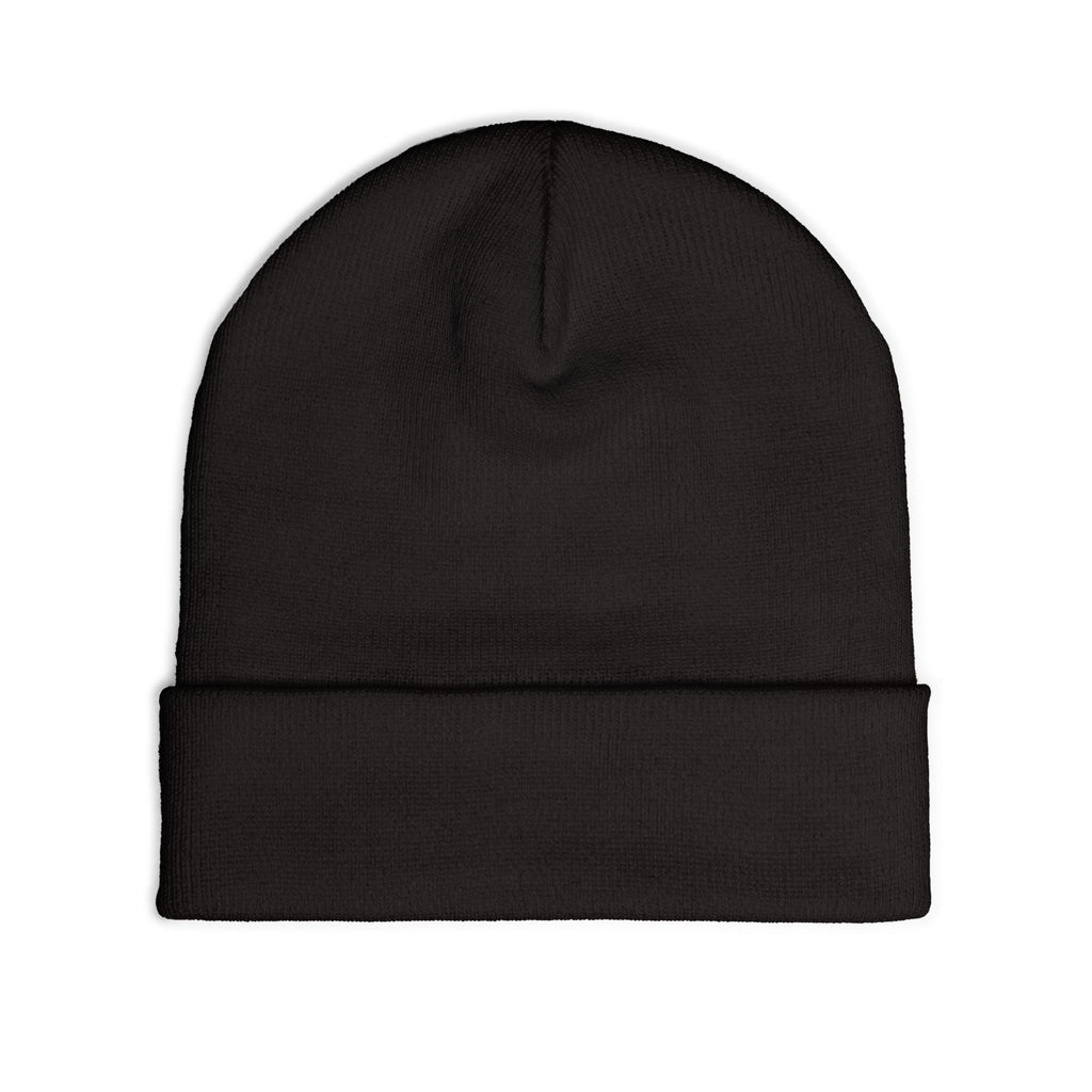 Action Embroidered Knit Beanie — Minimal Script Winter Hat
