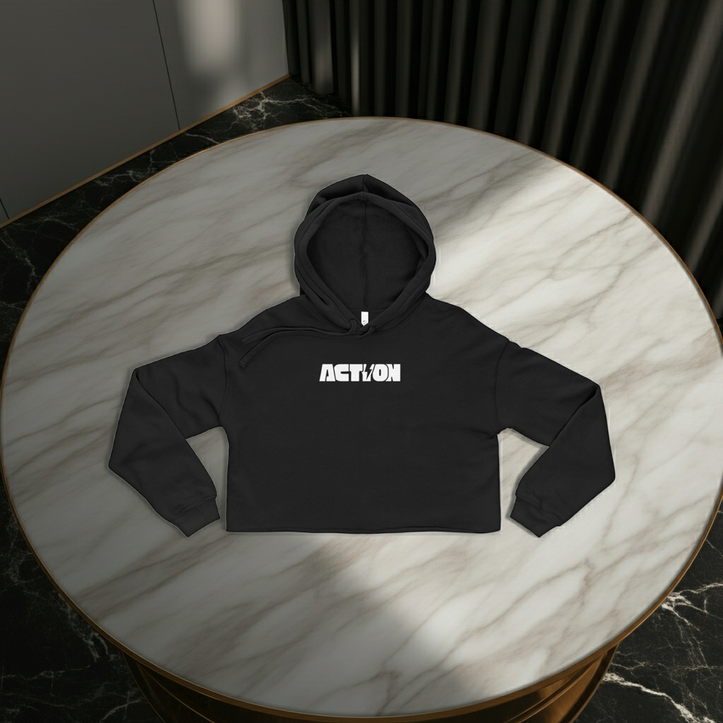 Cropped Hoodie — "ACTV.ON" Bold Logo Women's Streetwear